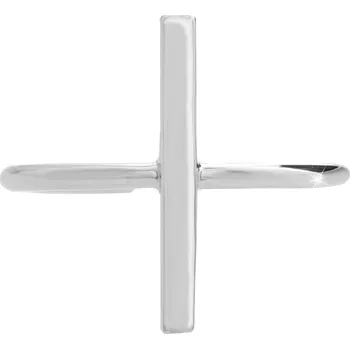 Módní doplněk JSB bijoux s.r.o. Stříbrný prsten jednoduchý kovový kříž bez krystalů (Stříbro 925/1000)