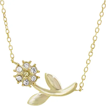 Náhrdelník JSB bijoux s.r.o. Pozlacený stříbrný náhrdelník kytka se žlutým středem a s krystaly Swarovski Crystal (Stříbro 925/1000)