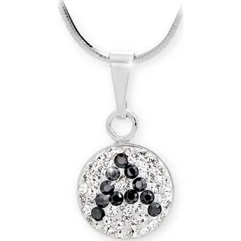 Náhrdelník JSB bijoux s.r.o. Stříbrný náhrdelník písmeno a s krystaly Swarovski Crystal a Jet (Stříbro 925/1000)