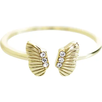 Prsten JSB bijoux s.r.o. Pozlacený stříbrný prsten dvě pohybující se křídla s krystaly Swarovski Crystal (Stříbro 925/1000)