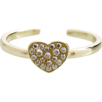 Prsten JSB bijoux s.r.o. Pozlacený stříbrný prsten malé srdíčko s krystaly Swarovski Golden Shadow (Stříbro 925/1000)