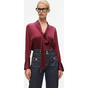 Dámská košile HALENKA KARL LAGERFELD FLUID SATIN BLOUSE WINDSOR BURGUNDY