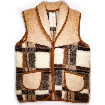 Dámská vesta Zaspi.cz Šálová vesta z ovčí vlny Káro Velikost: L