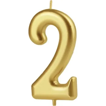 Dortová svíčka Svíčka narozeninová číslo "2" zlatá 7 cm