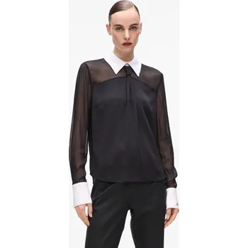 Dámská košile HALENKA KARL LAGERFELD BLACK AND WHITE TIE BLOUSE BLACK/WHITE