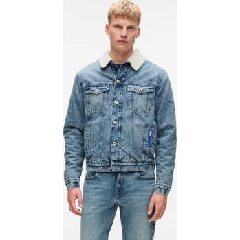 Pánská casual bunda BUNDA KARL LAGERFELD JEANS KLJ REG SHEARLING DENIM JACKET WASHED MID BLUE