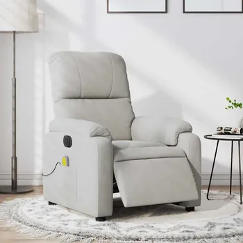 Křeslo zahrada-XL Elektrické masážní polohovací křeslo světle šedé mikrovlákno 3204923