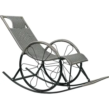 Křeslo Houpací křeslo, ratan/kov, šedá, ROKIN