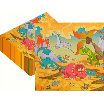 Papírový ubrousek PAPÍROVÉ UBROUSKY DINOSAUŘI VESELÍ dino dekorace narozeniny 12 Ks PG