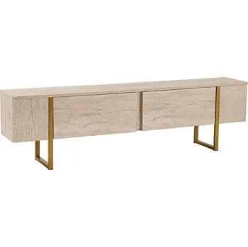 Televizní stolek Serenity TV stolek na nožičkách, traventin / zlatá
