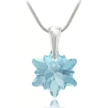 Náhrdelník Swarovski Elements Edelweiss Snowflake krystal 14mm - Stříbrný náhrdelník (přívěsek + řetízek) visací modrá vločka, protěž, kytička 34221.1 Aquamarine (modrá světlá, azurová, nebeská)