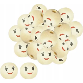 Dětské navlékací korálky Korálky korálky smajlíci dřevěné hlavičky 20 mm 20 ks