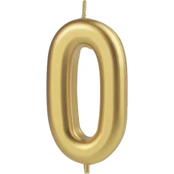 Dortová svíčka Svíčka narozeninová číslo "0" zlatá 7 cm