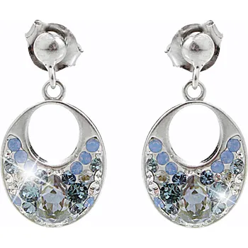 Módní doplněk JSB bijoux s.r.o. Stříbrné náušnice puzety ovál s dírou a krystaly Swarovski Ice malé (Stříbro 925/1000)