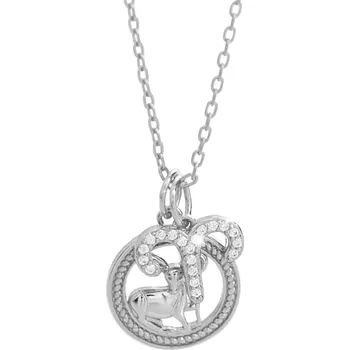 Módní doplněk JSB bijoux s.r.o. Stříbrný náhrdelník dva přívěsky znamení zvěrokruhu s Kubickými zirkony Beran (Stříbro 925/1000)