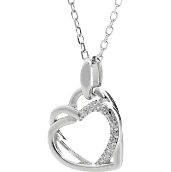 Náhrdelník JSB bijoux s.r.o. Stříbrný náhrdelník dvě propojená srdce s Kubickými zirkony Crystal (Stříbro 925/1000)