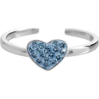 Prsten JSB bijoux s.r.o. Stříbrný prsten malé srdíčko s krystaly Swarovski Aquamarine (Stříbro 925/1000)