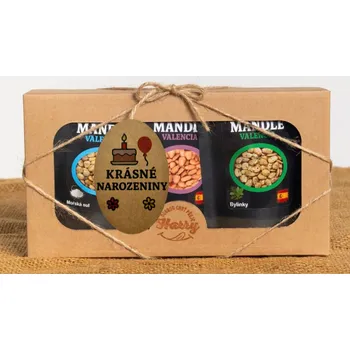 Dárková krabička Dárková sada Španělských mandlí bylinky+uzené+mořská sůl krásné narozeniny (Dárková sada Španělských mandlí bylinky+uzené+mořská sůl krásné narozeniny)