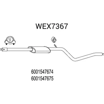 Tlumič výfuku QWP Střední tlumič výfuku QWP WEX7367