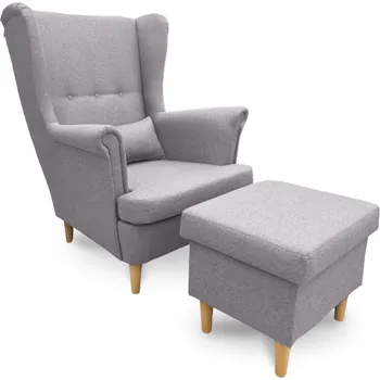 Křeslo Kupžidle VISBY masiv, látka, světle šedá