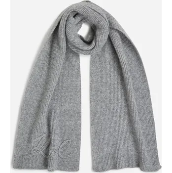ŠÁLA KARL LAGERFELD K/SIGNATURE CROCHET SCARF LIGHT GREY MELANGE