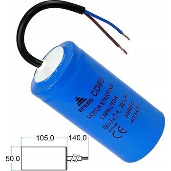 Kondenzátor Rozběhový kondenzátor motoru 160 uF 320 V CD60A s vodičem