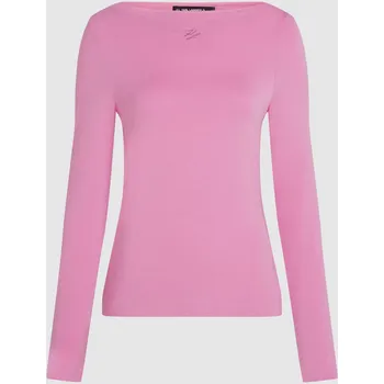 Dámské tričko TRIČKO KARL LAGERFELD MODAL LONGSLEEVE OPERA MAUVE