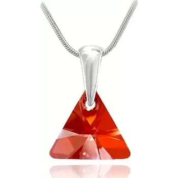 Náhrdelník Swarovski Elements Xilion Triangle krystal 12mm - Stříbrný náhrdelník (přívěsek + řetízek) visací červeno oranžový trojúhelník 39174.2 Red Magma (červená, oranžová, ohnivá, bordó)
