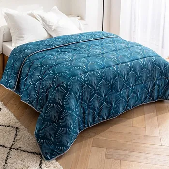 přikrývka Blancheporte Bavlněná přikrývka s potiskem Palmito 400 g/m2 Velikost: 140x200 cm