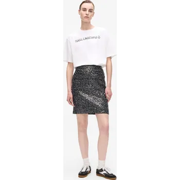 Dámská sukně SUKNĚ KARL LAGERFELD EMBELLISHED TWEED SKIRT HERRINGBONE SEQUINS