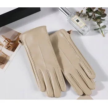 Rukavice Béžové dámské KOŽENÉ rukavice na podzim/zimu – stylové a elegantní