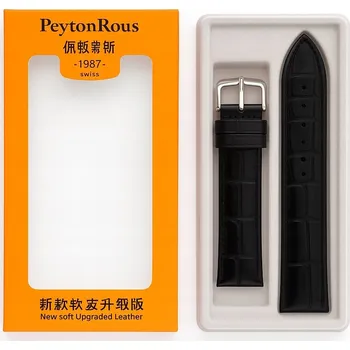 Řemínek na hodinky Řemínek k hodinkám 20 mm pravá kůže vzor krokodýl černý + stěžejky