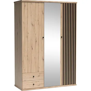Šatní skříň Šatní skříň se zrcadlem 150 BARBUS dub artisan/černá