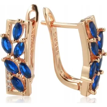 Náušnice Náušnice pozlacené lístky zlaté safírové zirkony růžového zlata