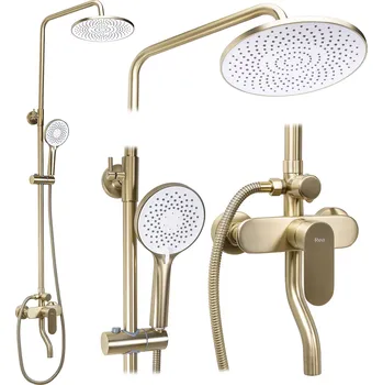 Rea Drop, sprchový set s ruční a hlavovou sprchou, zlatá matná, REA-P7063