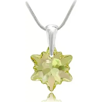 Náhrdelník Swarovski Elements Edelweiss Snowflake krystal 14mm - Stříbrný náhrdelník (přívěsek + řetízek) visací zelená vločka, protěž, kytička 34221.1 Luminous Green (zelená velmi světlá, žluto zelená)