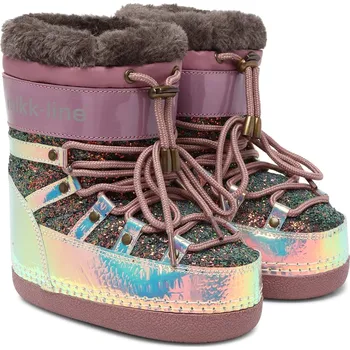 Dívčí sněhule MIKK-LINE DĚTSKÉ SNĚHULE MIKK-LINE, GLITTER ROSE BROWN Velikost: 35-37