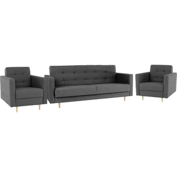 Sedací souprava Rozkládací sedací souprava AMEDIA 3+1+1 s úložným prostorem, látka tmavě šedá