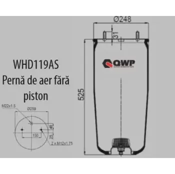 QWP Měch pneumatického odpružení QWP WHD119AS