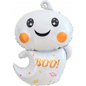 Balónek Fóliový balónek "Duch BOO! - Halloween", bílý, 7&7, 31", SHP