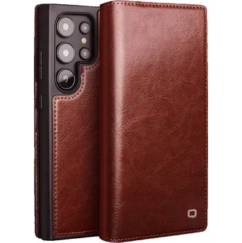 Pouzdro na mobilní telefon Pouzdro s klopou Qialino pro Samsung Galaxy S24 Ultra hnědé