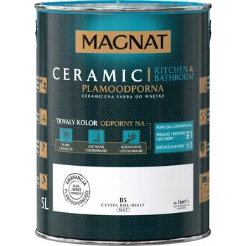 barva na zeď Keramická Barva na stropy a stěny Magnat 5 l čistě bílá B5 matná