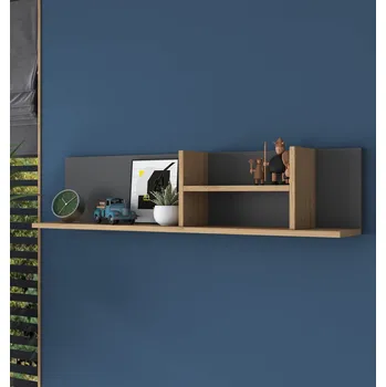 police BENEVENTO nástěnná police, ořech/antracit