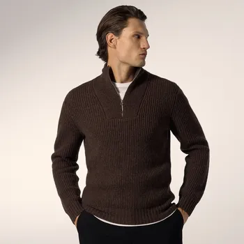 Pánský svetr Reserved - Svetr s příměsí vlny - hnědá - 430GQ-88M - 430GQ-88M-S