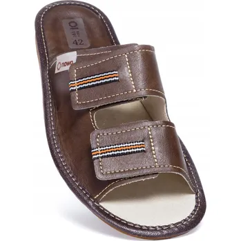 Dámské pantofle Pánské Papuče Kožené domácí pantofle Nastavitelné Nazouváky na suchý zip NOWO 41