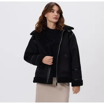 Dámský kabát Reserved - Bunda z umělého semiše - černý - 487IK-99X - 487IK-99X-XS