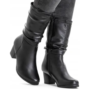 Dámské kozačky Wojtyłko dámské kozačky do půlky lýtek na sloupkovém podpatku, velikost 40