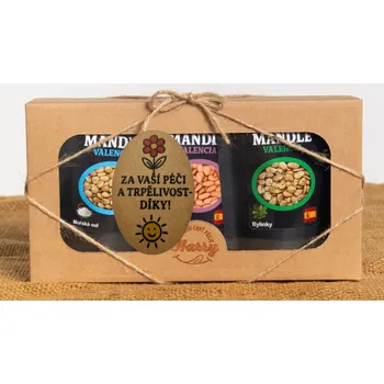 Dárková krabička Dárková sada Španělských mandlí bylinky+uzené+mořská sůl za Vaši péči a trpělivost díky (Dárková sada Španělských mandlí bylinky+uzené+mořská sůl za Vaši péči a trpělivost díky)