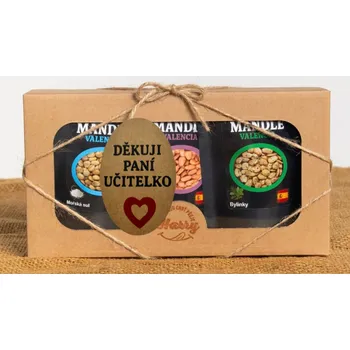 Dárková krabička Dárková sada Španělských mandlí bylinky+uzené+mořská sůl děkuji paní učitelko (Dárková sada Španělských mandlí bylinky+uzené+mořská sůl děkuji paní učitelko)