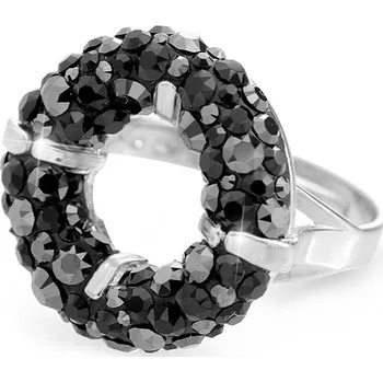 Prsten JSB bijoux s.r.o. Stříbrný nápaditý prsten kruh s krystaly Swarovski Jet (Stříbro 925/1000)